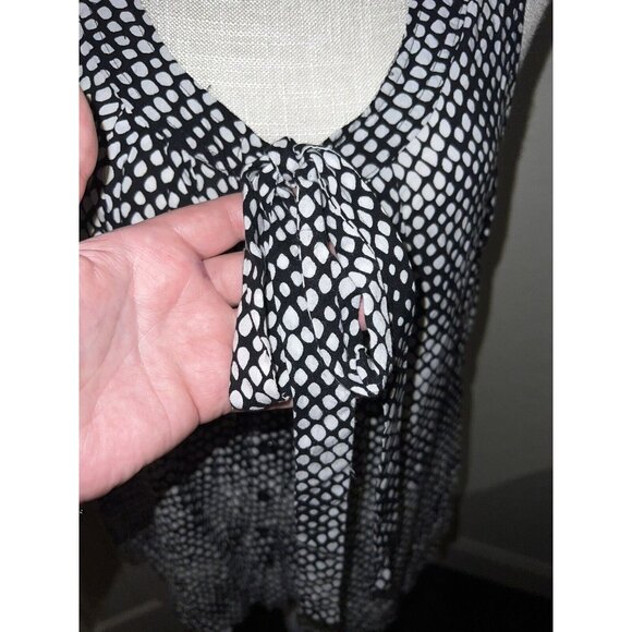SPENSE Black & White Polka Dot Sleeveless Blouse W/Front Bow Detail XL - Picture 2 of 9
